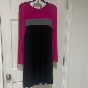 Karen Kane Long Sleeve Dress in Pink, Gray, and Black